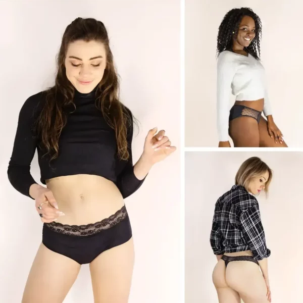 Trois femmes portant les culottes du Pack Cycle